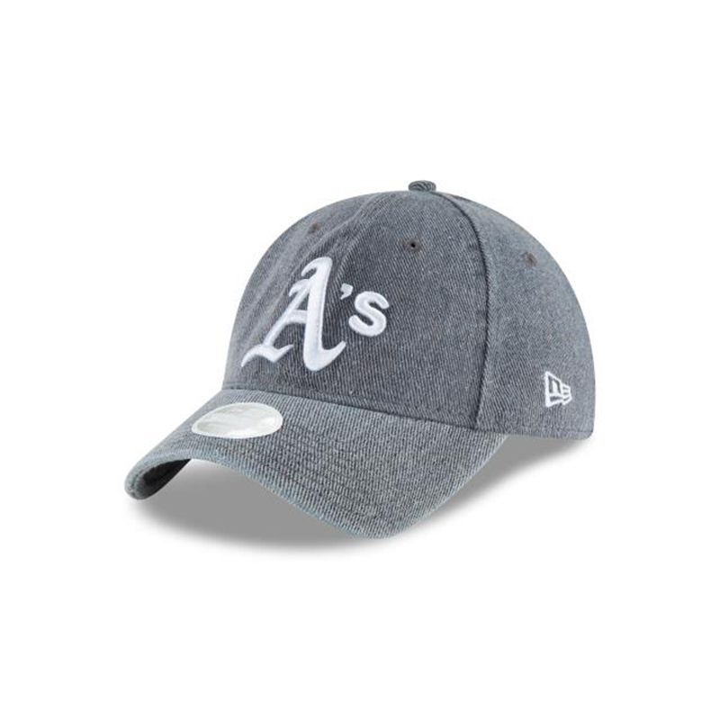 MLB Oakland Athletics Womens Faded Denim 9Twenty Adjustable (ECM0053) - Grey New Era Caps